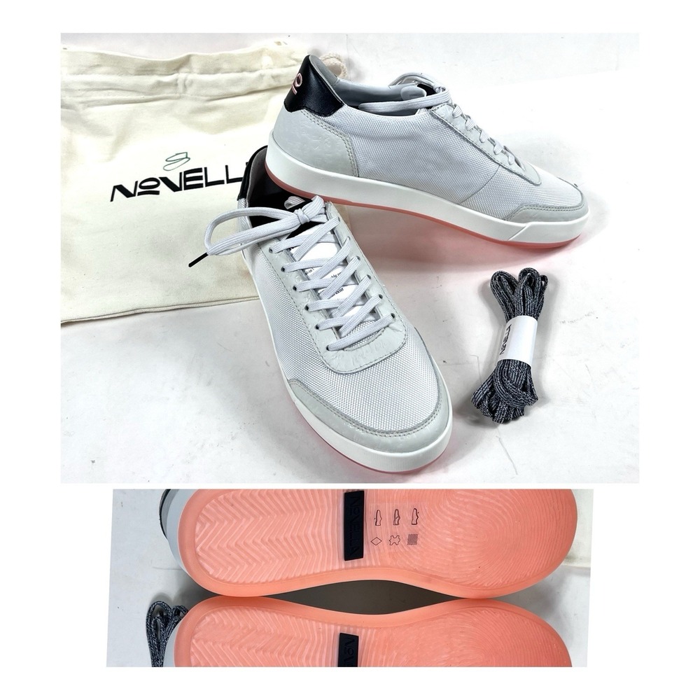 Novella No. 0688 Leather Sneakers Pink Peach Men 8 Women 9.5 NEW W/  Bag Poem